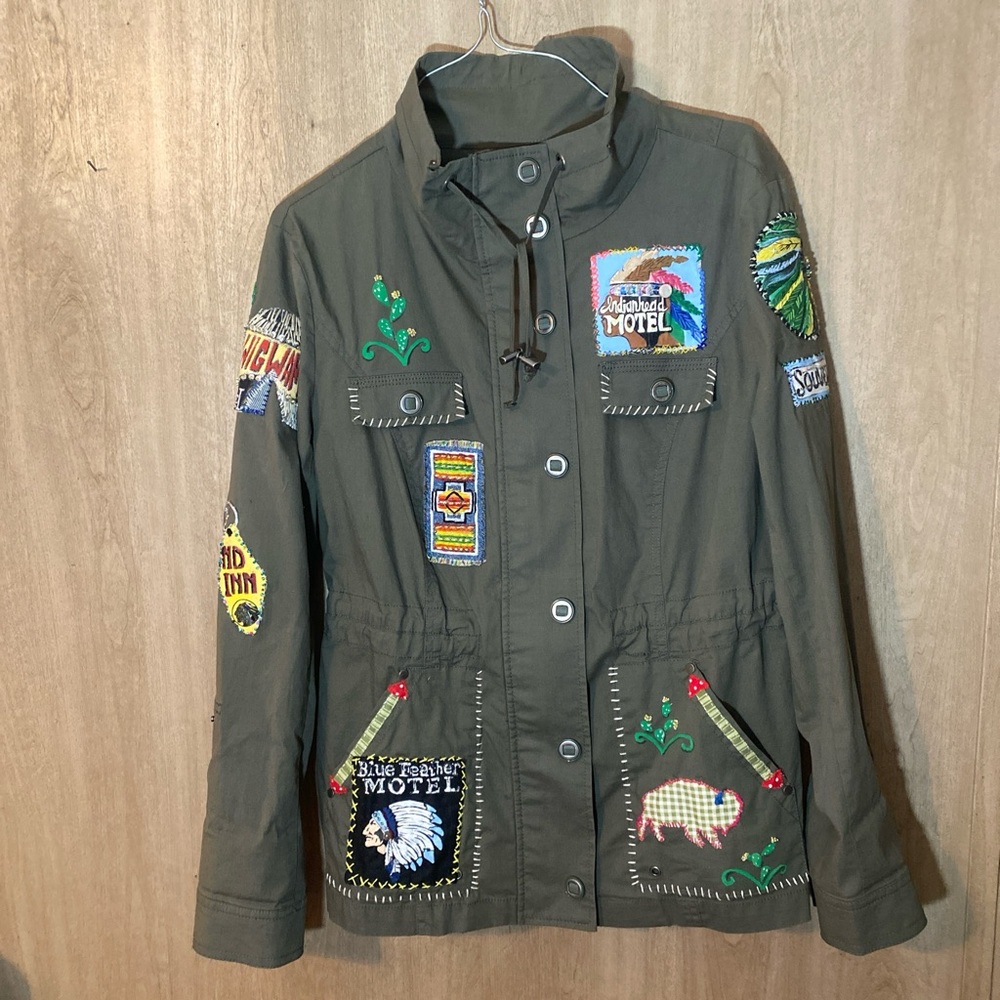 The EDITH WILCOX Patchwork Utility Jacket - Olive… - image 2